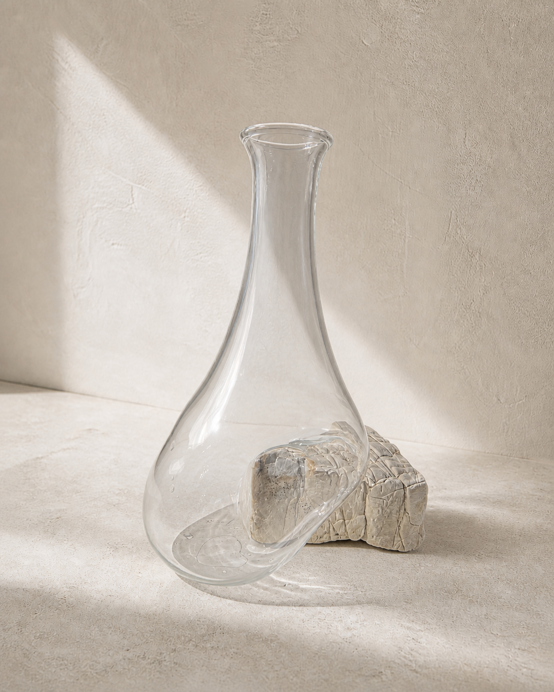 Stoneveil No. 002 glass and stone composition from the reverse three-quarter angle