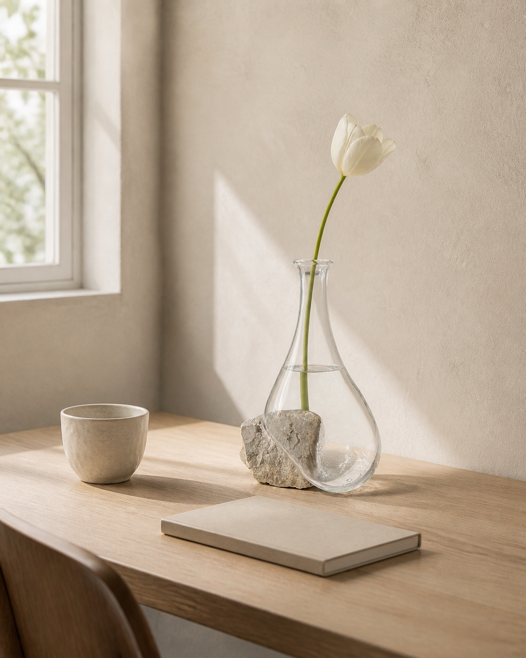 Stoneveil No. 002 styled as a small 20 cm vase on a home writing desk